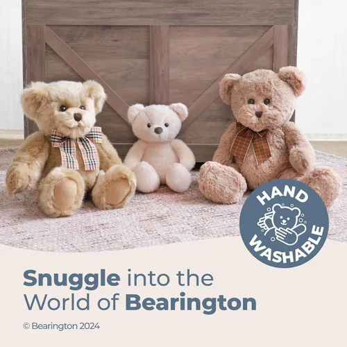 Vista 3 de Bearington Tucker - Oso de peluche de color blanco hueso, peluche suave de 11 pulgadas con piel desaliñada y cuerpo pesado, adorable juguete