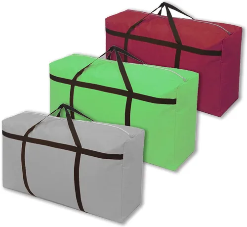Vista 11 de 3 bolsas de almacenamiento extra grandes de 26.5 galones con asa fuerte, bolsas de viaje para ropa de viaje, color azul, negro y amarillo