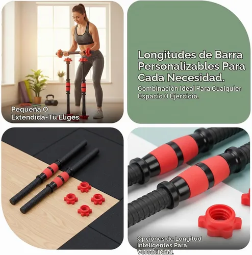 Vista 5 de DYNWAVE Juego de 2 mancuernas con mango de mancuernas, resistentes con 4 collares para entrenamiento de fuerza, accesorio de gimnasio