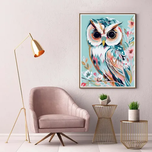Vista 3 de Kaliosy Kits de arte de diamantes 5D para adultos, diseño de búho por números, pintura de diamantes, animales, bricolaje, taladro completo