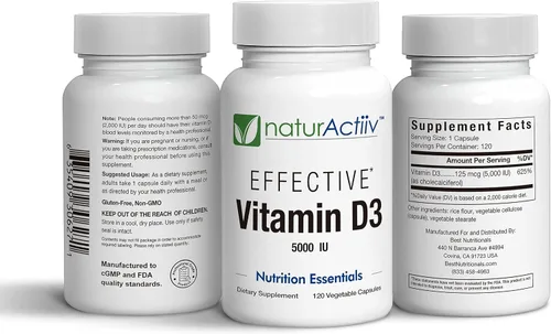 Vista 6 de Microcápsulas orgánicas de vitamina D3 de 5000 UI – Suplemento VIT D de alta resistencia para mujeres/hombres – Absorción rápida, aumenta