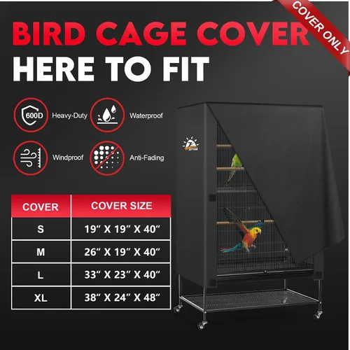 Vista 2 de Zettum Funda para jaula de pájaros, 600D para jaula de pájaros para noche, resistente e impermeable, resistente a la decoloración, accesorio