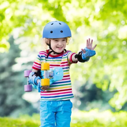 Vista 6 de Juego de casco de bicicleta ajustable para niños, chicos, chicas y adolescentes de 3 a 8 años de edad, incluye protectores de codo, rodilla