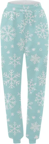 Vista 5 de Pantalones de chándal Estampado navideño para mujer rectos, cintura alta, elásticos, sueltos, básicos