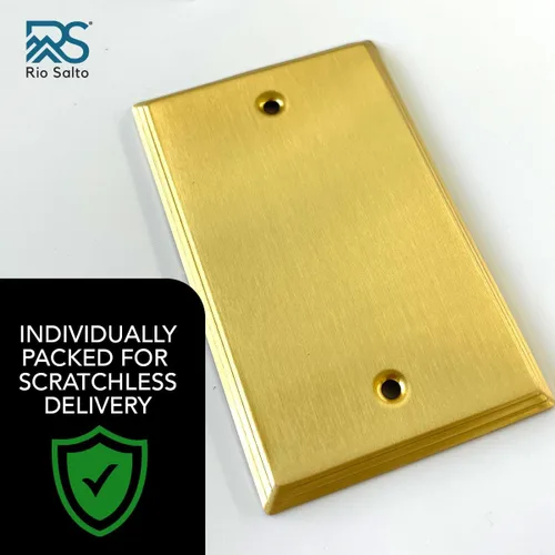 Vista 3 de Rio Salto BRASS Deco Collection - Placa de pared ciega de metal dorado de tamaño estándar, cubierta de salida resistente a la corrosión