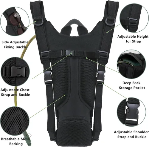 Vista 4 de Zavothy Mochila táctica de hidratación Molle con vejiga de agua de 3L Mochila de hidratación para ciclismo, correr, ciclismo, senderismo, mochila