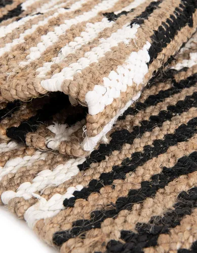 Vista 6 de Unique Loom Chindi Jute Collection - Alfombra de área - Jennifer (2' 2" x 3' 1", rectangular, negro natural/marfil)