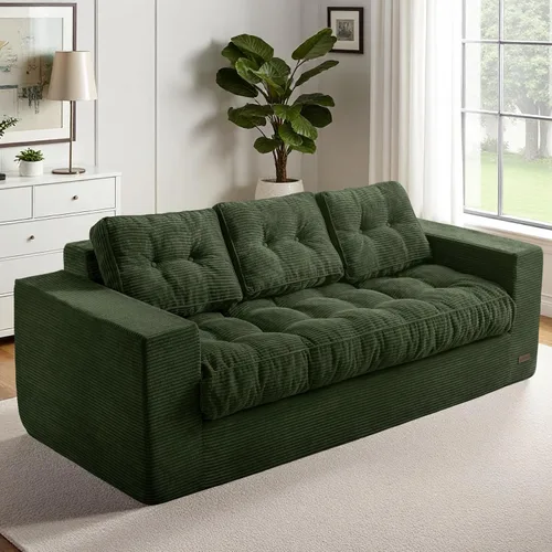 Vista 11 de MAXYOYO Sofá de 3 plazas para sala de estar, sofá sin hueso, cómodo puf con burbujas para apartamento, no necesita montaje, color beige