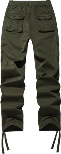 Vista 3 de FOURSTEEDS Pantalones de cintura elástica con cordón de altura media y múltiples bolsillos para mujer para deportes al aire libre, camping y #776