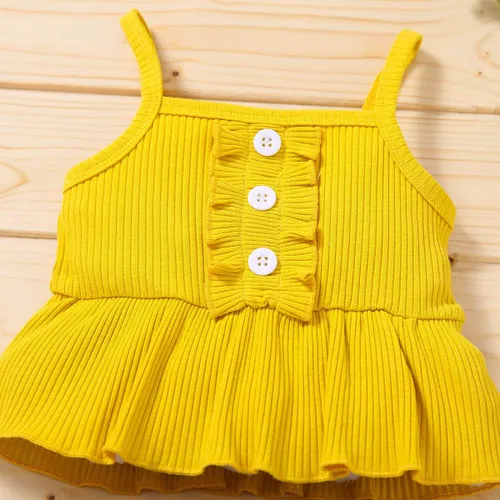 Vista 3 de FYBITBO Conjunto de ropa de 2 piezas para bebés y niñas pequeñas con cuello halter y pantalones cortos florales