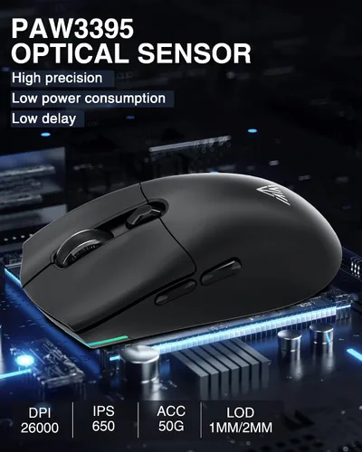 Vista 5 de SM800 - Ratón inalámbrico para juegos, 26K DPI, 2.05 oz, ultra ligero, trimodo tipo C, con cableBluetooth2.4GHz, botones programables, compatible