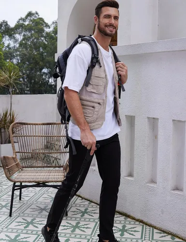 Vista 5 de Gihuo Chaleco safari de pesca para hombre con bolsillos para viajes de verano
