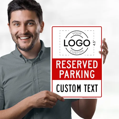 Vista 2 de Cartel personalizado de "No Parking", carteles personalizados de "Reserved Parking" para negocios, 10x14 pulgadas, aluminio inoxidable de 0.040