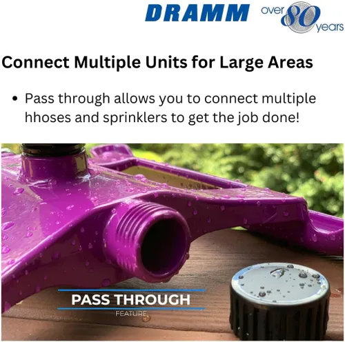 Vista 5 de Dramm ColorStorm - Aspersor de transmisión por engranajes sobre base de metal resistente y duradera, 4 patrones, ideal para áreas pequeñas, medianas
