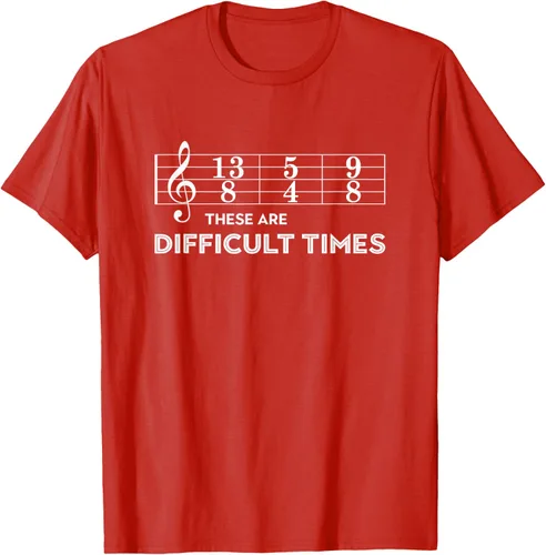 Vista 103 de Musician - Camiseta con texto en inglés "These are Difficult Times", talla S