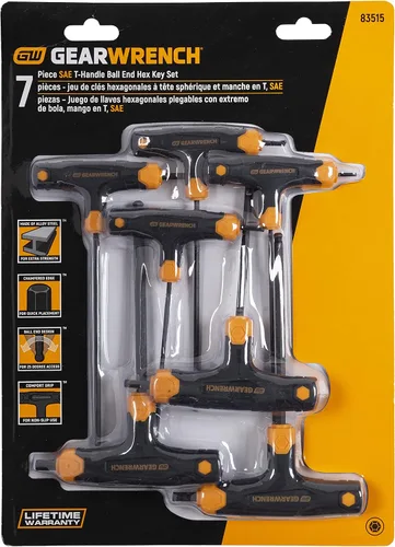 Vista 3 de GEARWRENCH Juego de llaves hexagonales de extremo de bola SAE con mango en T de 7 piezas - 83515