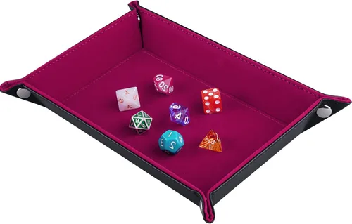 Vista 10 de SIQUK Bandeja de Dados de Doble Cara Plegable Rectangular de Cuero PU y Portadados de Terciopelo Burdeos Bandeja de dados de terciopelo de piel