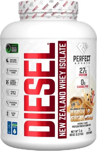 Vista 26 de PERFECT SPORTS Diesel 100% aislado de proteína de suero de Nueva Zelanda Endulzado con stevia, sin ingredientes artificiales, apto para dieta keto