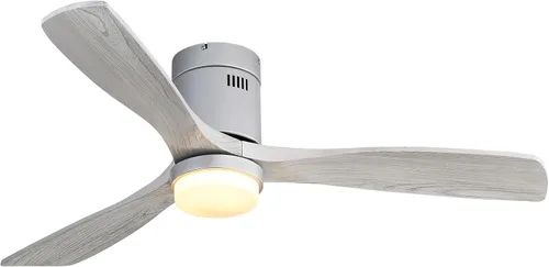 Vista 10 de CACI Mall Ventiladores de techo inteligentes de madera de 52 pulgadas con luces y control remoto, 3 cuchillas, perfil bajo, moderno, compatible