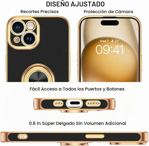 Vista 2 de BENTOBEN Funda compatible con iPhone 15, funda para teléfono iPhone 15, ajuste delgado, soporte de anillo de 360°, soporte magnético para automóvil