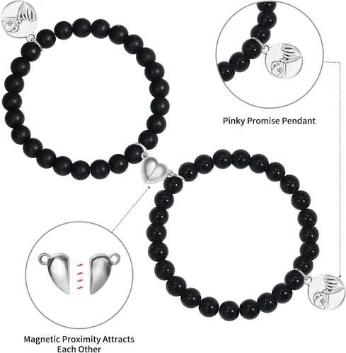 Vista 7 de GIEIWIW Magnetic Bracelets for Couples Love Bracelets Distance Natural Beaded Bracelet Valentines Day Gifts