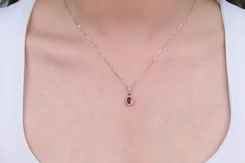 Vista 4 de Gin Grace Colgante de oro blanco de 10 quilates con rubí y diamante natural I1 para mujer