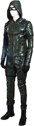 Vista 2 de Hot TV Series - Disfraz de arquero verde con accesorios para hombre, disfraz de Halloween