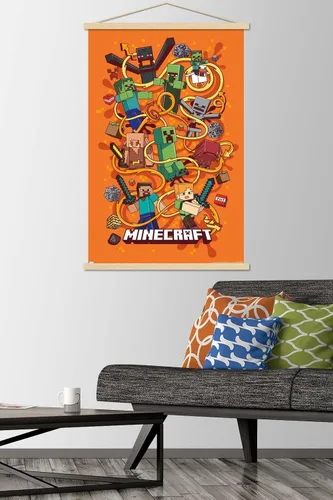 Vista 2 de Trends International Minecraft - Póster de pared Funtage, 22.375 x 34 pulgadas, paquete de impresión premium y colgador de madera de haya