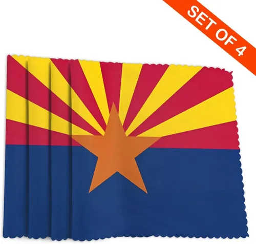 Vista 4 de Rectangular Placemats Set of 4, Heat Resistant Arizona Flag Printed Kitchen Dining Table Mats