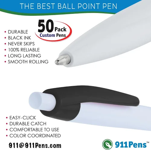 Vista 4 de 50 bolígrafos negros impresos en Estados Unidos, bolígrafo de tinta de escritura personalizado, impreso con tu logotipo y texto