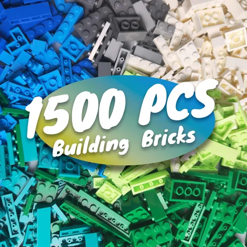 Vista 8 de HUIZDQ 200 piezas de ladrillos de construcción pequeños clásicos, bloques de construcción de 2 x 4, juguetes de construcción creativos STEM, azul