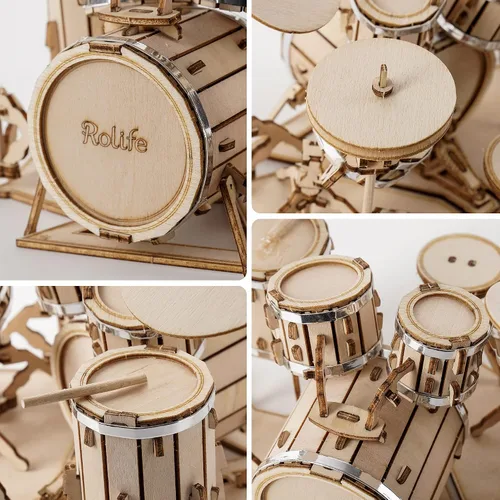 Vista 3 de Rolife - Rompecabezas 3D de madera para adultos, kit de tambor, modelo de instrumento musical (TG409)