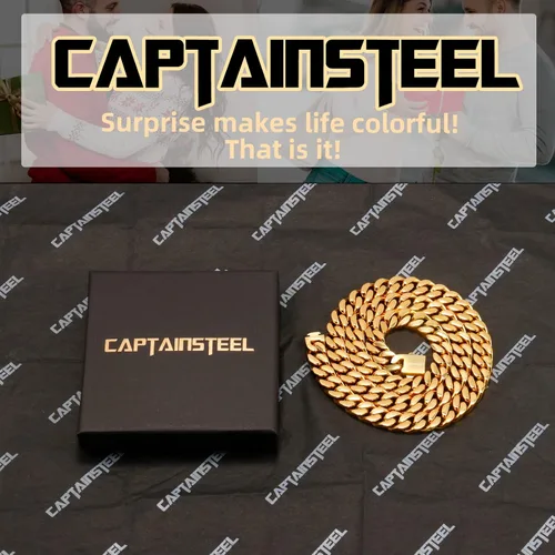 Vista 7 de CaptainSteeL Miami - Collar de cadena cubana para hombresmujeres, acero inoxidable 316L, 50.354 in de ancho, 18202224 pulgadas de largo, joyería