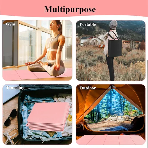 Vista 6 de Yoga Mat for Travel, Non-Slip Yoga Mat, Exercise Mat 1/4" Thick Yoga Mat Foldable, Perfect for Pilates, Outdoor & Travel, TPE Anti-Slip Yoga Mat