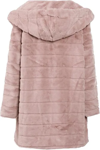 Vista 4 de PRDECEXLU Abrigo de invierno de manga larga para mujer, talla grande, con diseños y cremallera, chaqueta esponjosa, cálida, holgada, con capucha