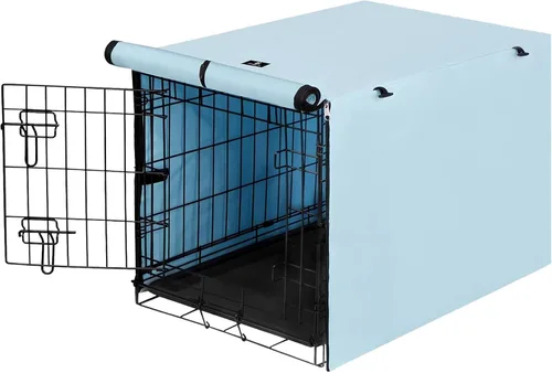 Vista 8 de X-ZONE PET - Funda impermeable para jaula de perro, 24 pulgadas, color negro con ventana