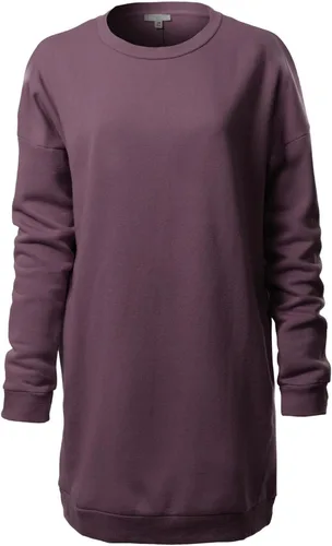Vista 10 de MixMatchy Sudadera casual de forro polar con cuello en V para mujer, manga larga, túnica para otoño e invierno Negro (cuello redondo)