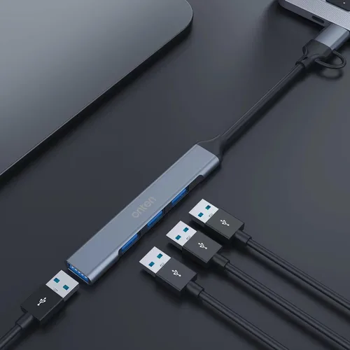 Vista 5 de Concentrador USB, adaptador USB C a USB, USB C a USB A Hub con cable de 1.6 pies, 4 puertos USB-C USB Hub 3.0/2.0, para MacBook Pro, iMac 2021
