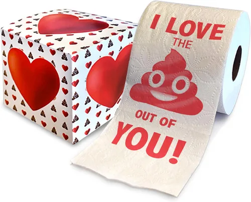 Vista 10 de Printed TP 'Coz We're POO-fect Together - Papel higiénico impreso, divertido rollo de papel higiénico para San Valentín, decoración de baño, regalo