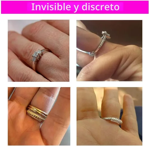 Vista 5 de Coopache Medidores de anillos para anillos sueltos Ajustador de tamaño de Transparente
