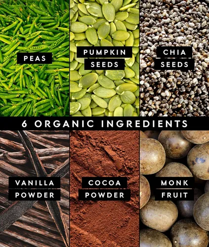 Vista 3 de Truvani Proteína de guisante vegana en polvo Chocolate 20g de proteína vegetal orgánica 18 porciones Keto Sin gluten ni lácteos Bajo