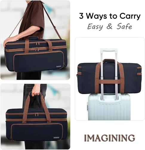 Vista 7 de IMAGINING Estuche de transporte para Cricut Maker 3, Maker 4, Bolsa de máquina de doble capa con cubierta para Cricut Explore 4, Explore 3, Explore