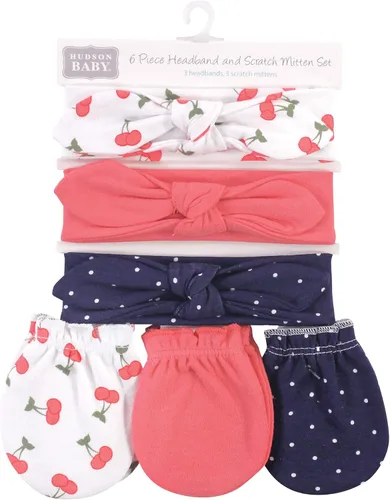 Vista 116 de Hudson Baby Conjunto de diadema de algodón y manoplas para rascar para bebé