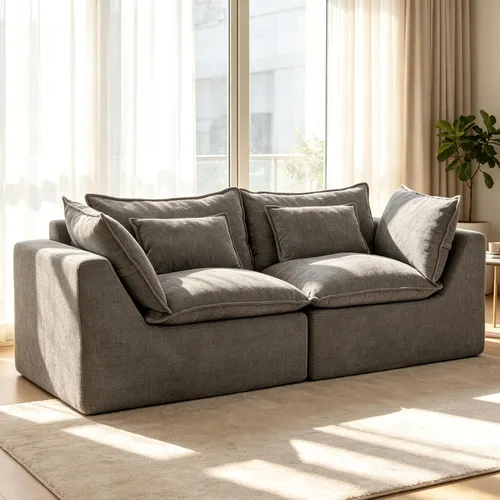 Vista 22 de Sofás seccionales de nube deshuesada de 110 pulgadas para sala de estar, sofá modular en forma de L con otomana, moderno y cómodo sofá nube con Negro