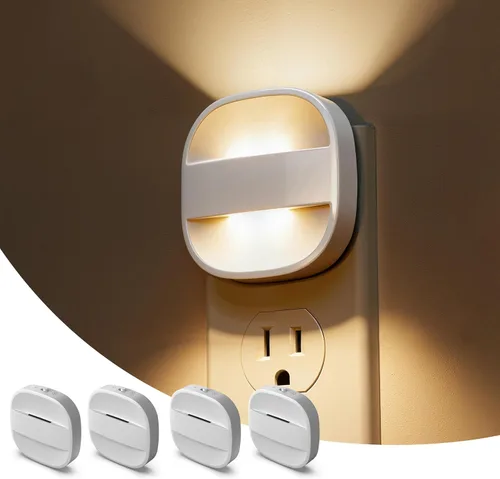 Vista 9 de L LOHAS LED - Luz nocturna enchufable, luces nocturnas plegables enchufables a la pared con sensor de crepúsculo a amanecer, 2 niveles de brillo