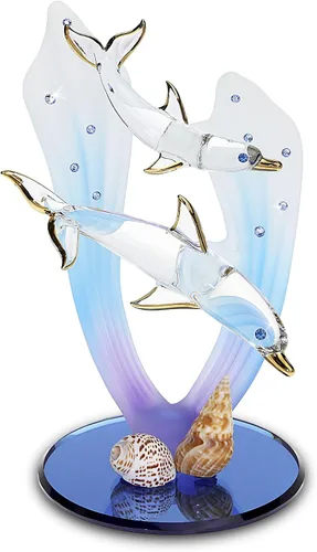 Vista 11 de Glass Baron Figura de cristal de tortuga azul brillante, soplada a mano y esculpida con detalles de cristal austriaco, adorno coleccionable