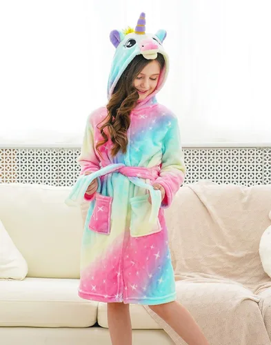 Vista 2 de Doctor Unicorn Girls Unicorn Galaxy Stars Hooded Robe, Unicorn Gifts for Girls