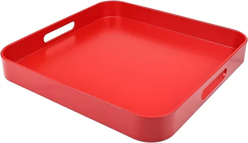 Vista 10 de Bandeja azul para mesa de café, bandeja decorativa rectangular de plástico con asas para entretenimiento, patio al aire libre, sala de estar 3040azul