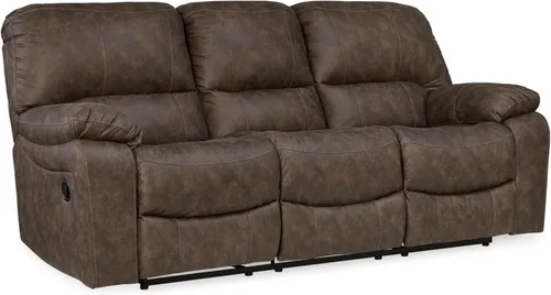 Vista 11 de Signature Design by Ashley - Sofá reclinable manual, primera base, color gris Space-saving 3-in wall distance, Easy-to-clean gunmetal faux leather