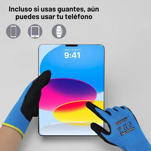 Vista 3 de Gasoline 12 Pairs MicroFoam Nitrile Work Gloves, Touchscreen Breathable Safety Gloves for Warehouse, Mechanic, Sizes S-XXL Azul 12 pares